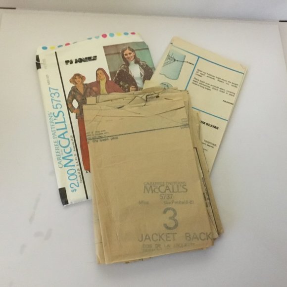 1977 McCall's Wide Pants/Culottes/Jacket Pattern #5737 Petite Sz 6-8 - Picture 3 of 3